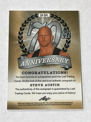 Stone Cold Steve Austin 2018 Leaf 70th Anniversary Autograph Card