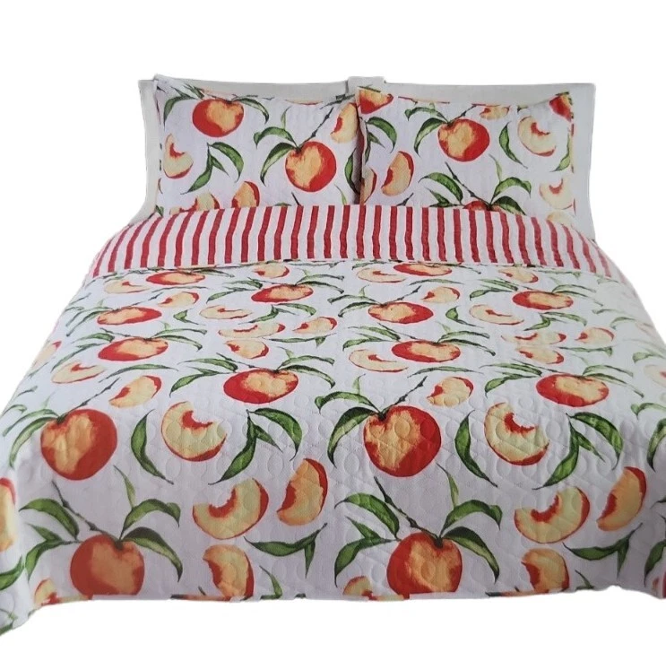 Full/Queen Mainstays Peaches Reversible Quilt Blanket Set w/ Tote, 4 Pieces - Image 2 of 4