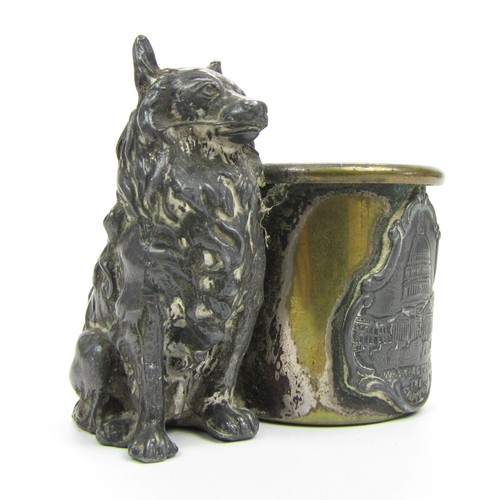 Vintage Silverplate Over Brass Dog Toothpick/Match holder Washington DC - Picture 2 of 5