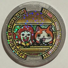 Yo-Kai Watch Mogmog Brothers McDonald's Promo Holo Medal Japanese Clear B655