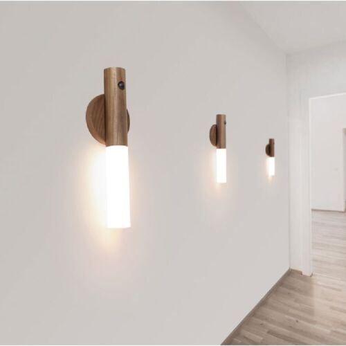 LED USB Wireless Wood Stick Night Light Warm Motion Sensor Wall Lamp home decor - Picture 2 of 6