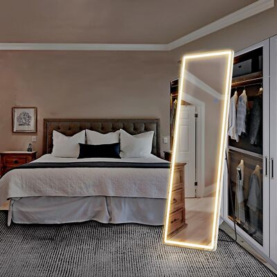 60''X16''/71''x26''/64''x21''Full Length Mirror with LED Lights Full Body Standing Flo