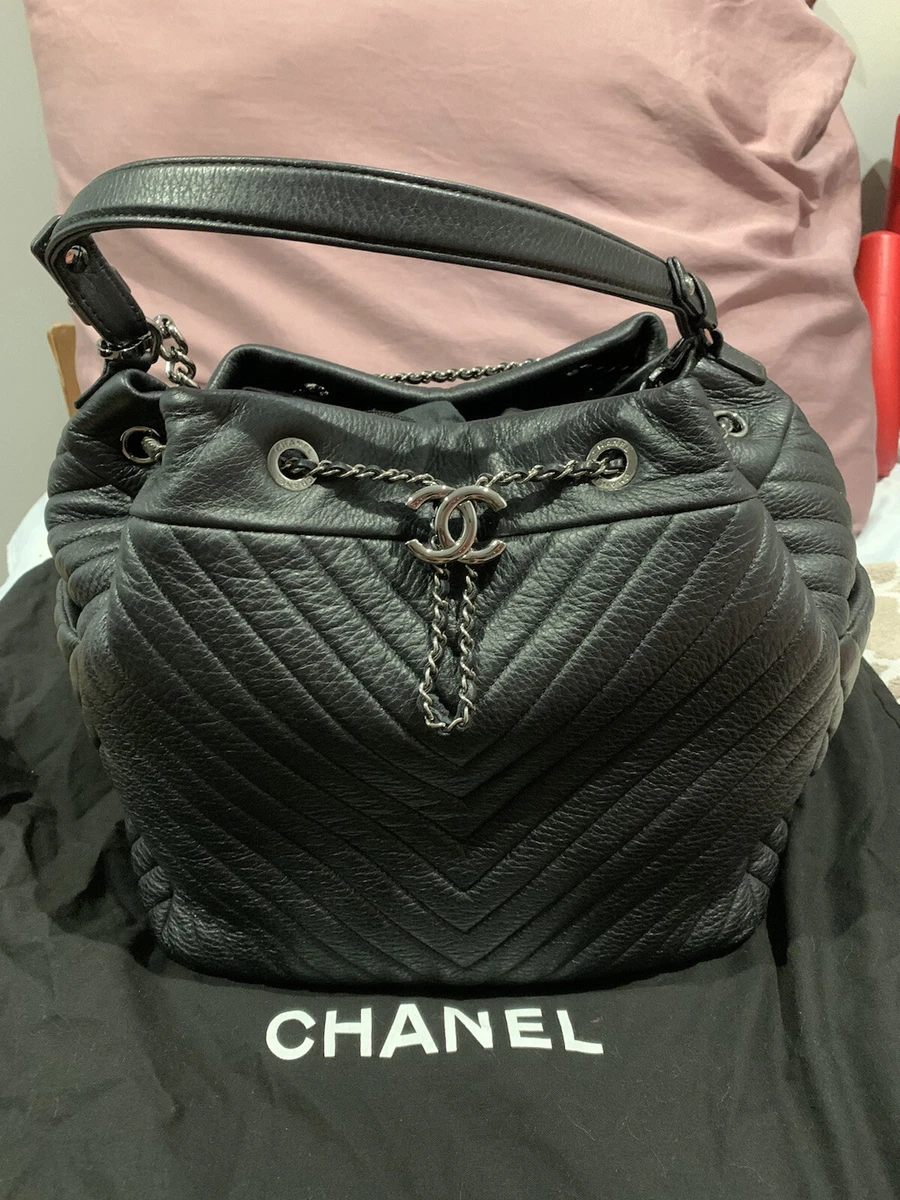 Chanel Gabrielle Hobo Bag Small Dark Blue in Goatskin with Silver