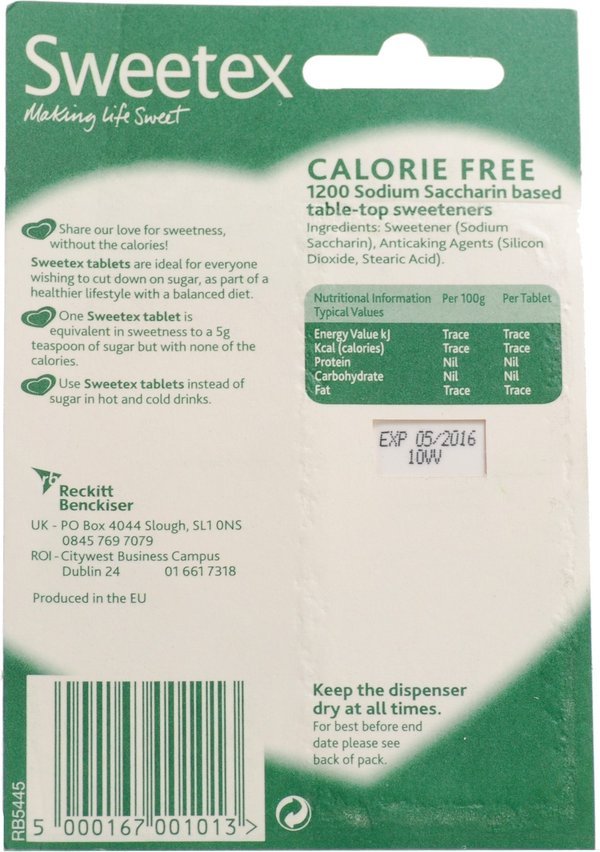 SWEETEX CALORIE FREE SWEETENERS 1200 TABLETS 5000167001013 eBay