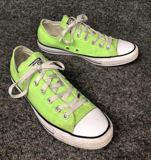 Converse All Star Low Tops Lime Green Sneakers Shoes Mens 7 Womens 9 In