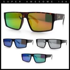 Kush Mens Bold Angular Line Flat Top Rectangle Plastic Sunglasses