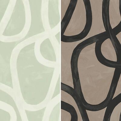 Holden Decor lineare Wirbel Tapete modern zeitgenössisch Salbei grün taupe schwarz