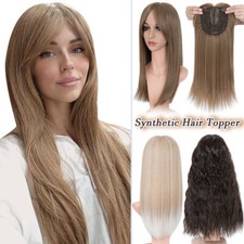 Curly Long Clip in Full Head Topper Hair Extensions Hairpiece with Bangs Thick