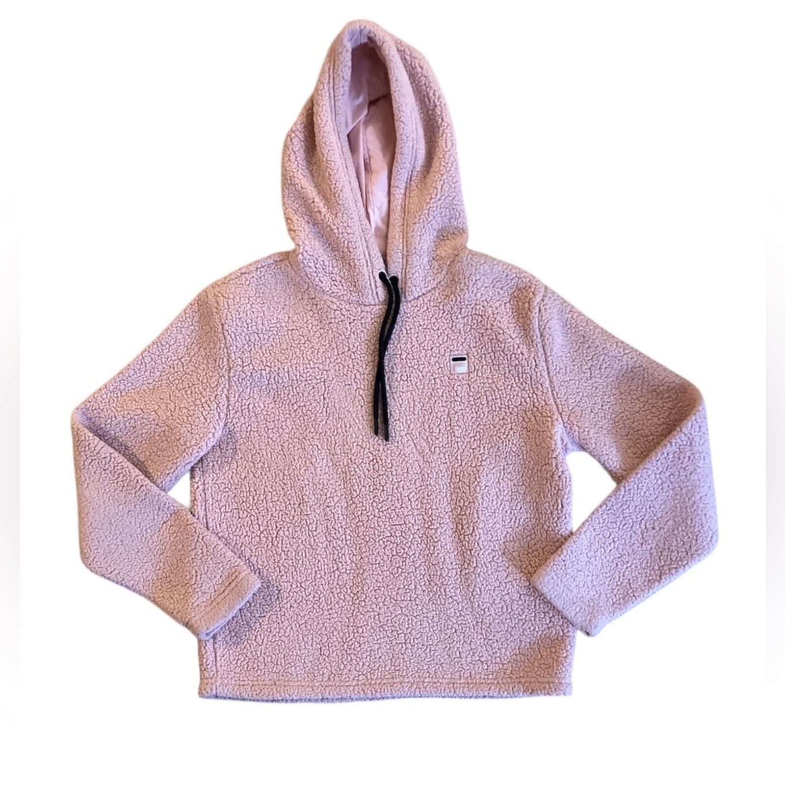 Felpa con cappuccio sherpa FILA rosa orsacchiotto rosa pastello in pile taglia M