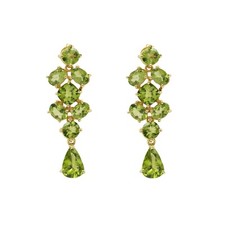 Natural Peridot Gemstone 925 Silver Gold Plated Dangle Earrings Handmade Jewelry
