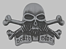 Skull Belt Buckles Gray Metal Vintage Skeleton Crossbones Pirate Halloween Party