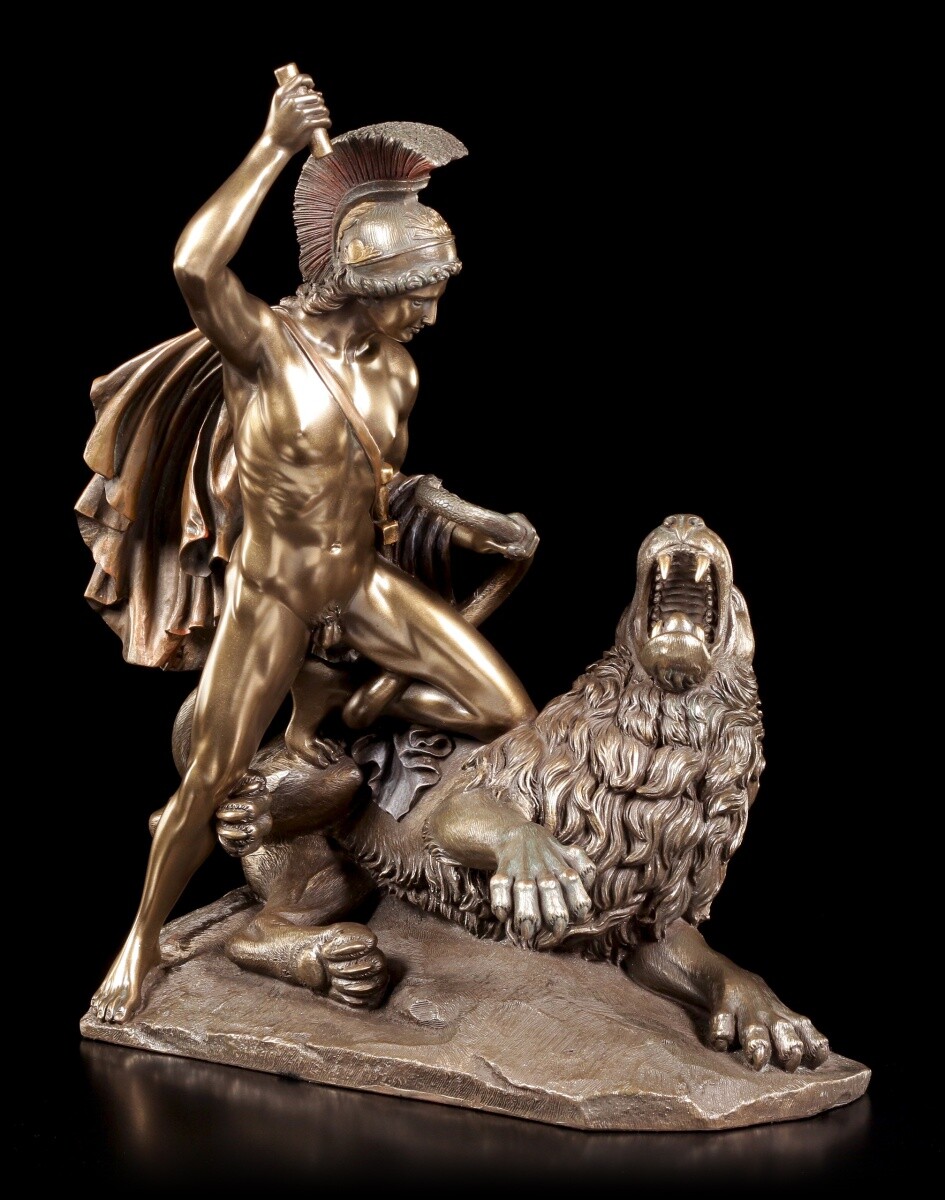 Veronese Bellerophon Figur, Bronze Antique Hand-Painted Resin Statue