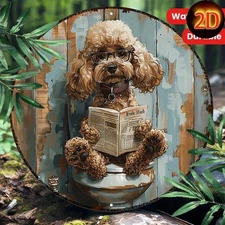 1PC Aluminum Metal Round Sign - 8x8 cm UV Resistant, Waterproof Art - Poodle Bat