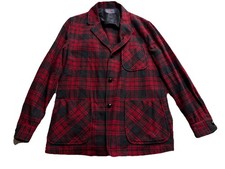 Vintage Pendleton Shirt Blazer Jacket Mens Med Red Plaid Wool Made USA 60s