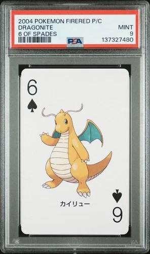 2004 POKEMON FIRERED VERSION PLAYING CARDS 6 OF SPADES DRAGONITE PSA 9