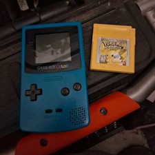 Nintendo Game Boy Color Blue Handheld Console with Pokemon Yellow Game Cartridge
