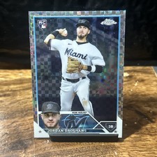Jordan Groshans Rookie RC 2023 Topps Chrome X- Fractor Card #9 Miami Marlins. rookie card picture
