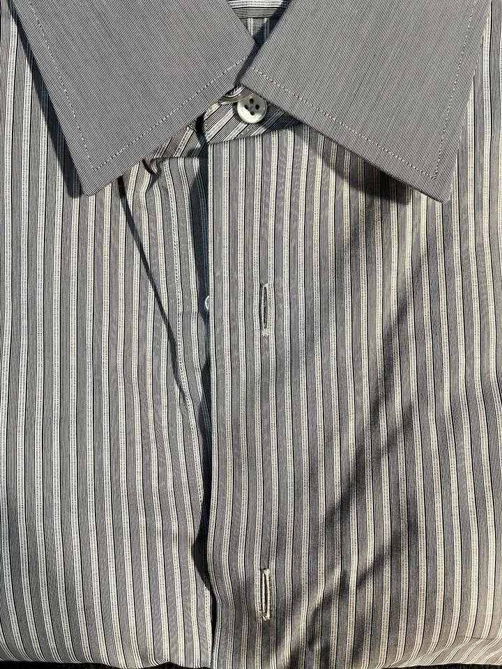 Brioni For Neiman Marcus Men’s Short Size large 16 1/2. Gray Stripes French cuff - Image 3 of 4