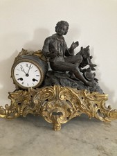 Antique Gilded spelter French figural 8 day clock