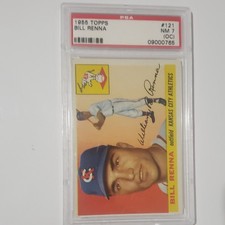 Topps 1955 Bill Renna #121 PSA 7 (OC) Kansas City Athletics MLB Baseball
