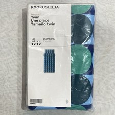 IKEA Krokuslilja Bed Sheet Set, Twin - Blue Green Circle Square Pattern