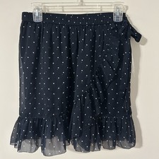 ABERCROMBIE  FITCH Navy Blue Ruffle Polka Dot Mini Skirt Women Small S