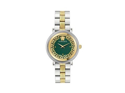 Versace Greca Flourish Quartz Uhr, PVD Gold, Grün, 35 mm, VE7F00523