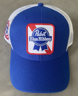 Pabst Blue Ribbon PBR Beer Hat Cap Snapback Trucker Blue Lids Exclusive EUC