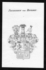 ca. 1820 Beveren Wappen Adel coat of arms Kupferstich antique print heraldry