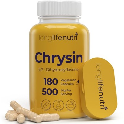 LongLifeNutri Chrysin 500mg   180 Vegetarian Capsules, from Passion Flower,...