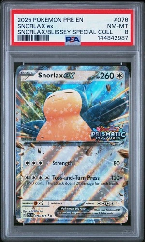 2025 POKEMON PRE EN-PRISMATIC EVOLUTIONS #076 SNORLAX EX PSA 8