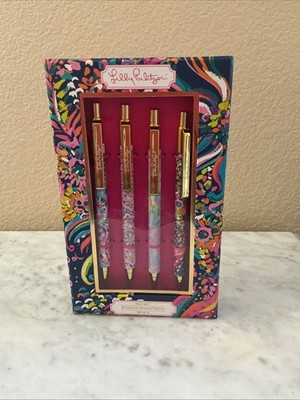 Lilly Pulitzer Set Of 4 Black Ink Pens 5.5 In NIB