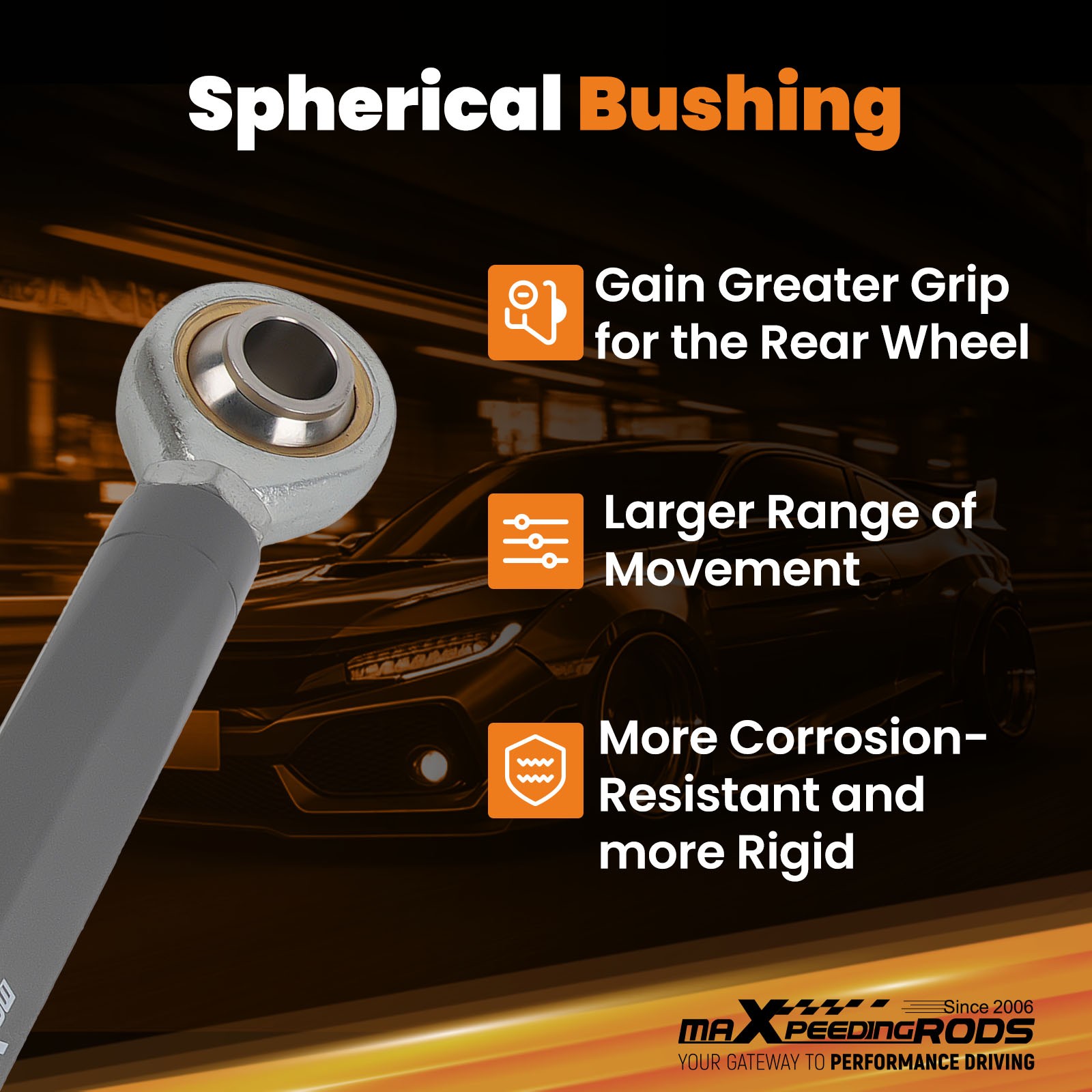 Pair Adjustable Rear Toe Arms Suspension w/ Bucket For Nissan 350Z Z33 03-09