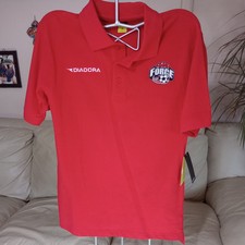 New Diadora Red Polo Shirt Collared Soccer Football Men S Poly