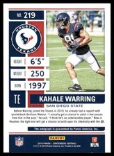 2019 Panini Contenders - Rookie Ticket Kahale Warring #219 (AU, RC)