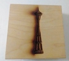 Seattle Space Needle Rubber Stamp Wood Mount Retired Clearsnap USA Made