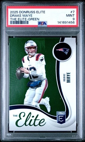 2025 Panini Donruss Elite Drake Maye The Elite Green #7 PSA 9 Mint
