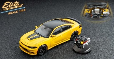 DODGE Charger + 6.4 HEMI V8 Engine  - yellow - ELITE 1:64