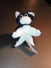 Vintage POUND Puppies PURRIES Mini Kitten Black & White 2.25" Kitty PLUSH Toy