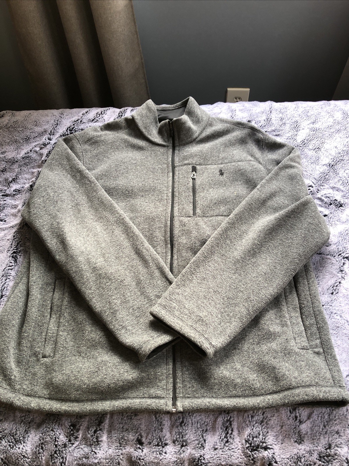 Men’s Polo R. L. Performance Full Zip Gray Fleece Jacket XXL. Pre-Owned.