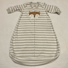 Carter's neutral striped fleece wearable blanket w/ fox appliqu  Sz 3-6m
