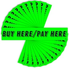 Versa Tags Dealership Stickers 12 Pack of Buy Here Pay Here Stickers Car Lot Win