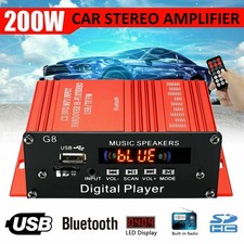 Car HIFI Audio Stereo Power Amplifier 200W 12V Bluetooth FM Radio USB TF AUX 2CH