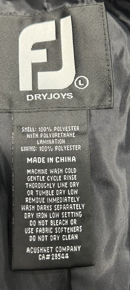 FootJoy Rain Pants Large Black DryJoys Golf Mens Waterproof Lined Ankle Snap L - Image 3 of 4