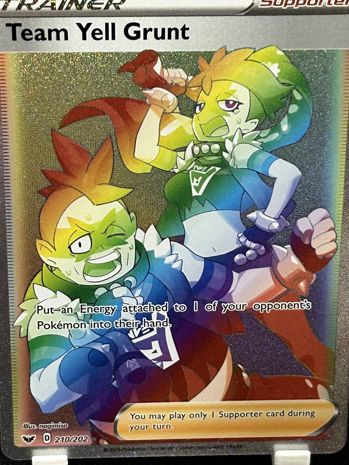 Team Yell Grunt 210/202 Rainbow Secret Rare Sword & Shield Pokemon Card NM
