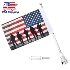 Aluminum Flag Pole  American USA Flag Luggage Rack Mount Kit For Harley Davidson