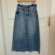 We The Free Free People Denim Maxi Skirt Light Wash Blue Cotton Size 4 OB1585526
