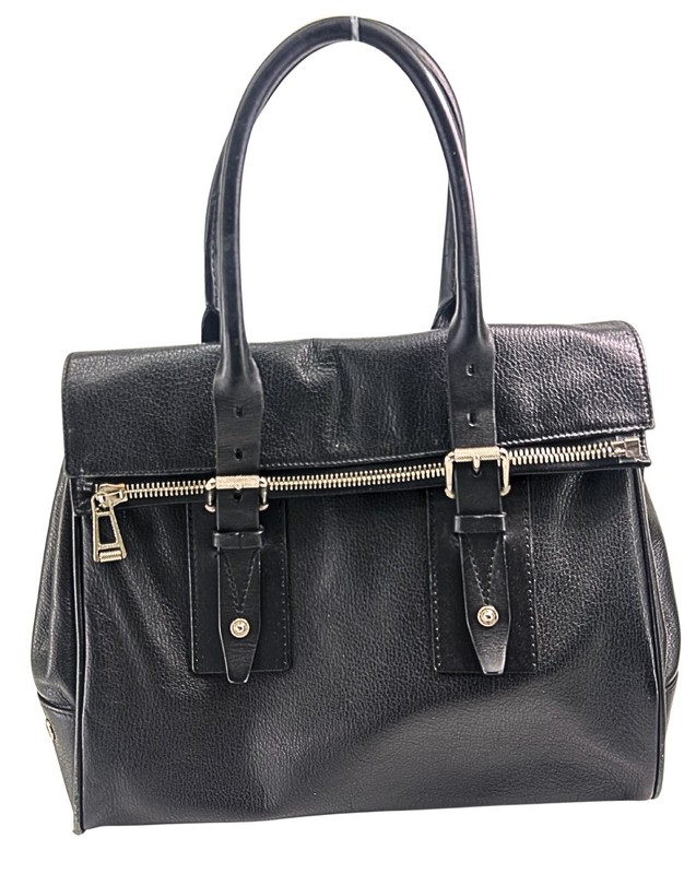 BELSTAFF Dorchester 36 Large Black Leather Purse  2 Handles Tote Handbag