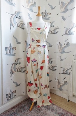 CIDER Cream mushroom needlecord dungarees size S