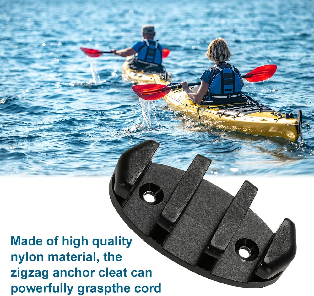 2PCS Zig Zag Anchor Cleat, Black Nylon Kayak Cleats for Canoes Marine